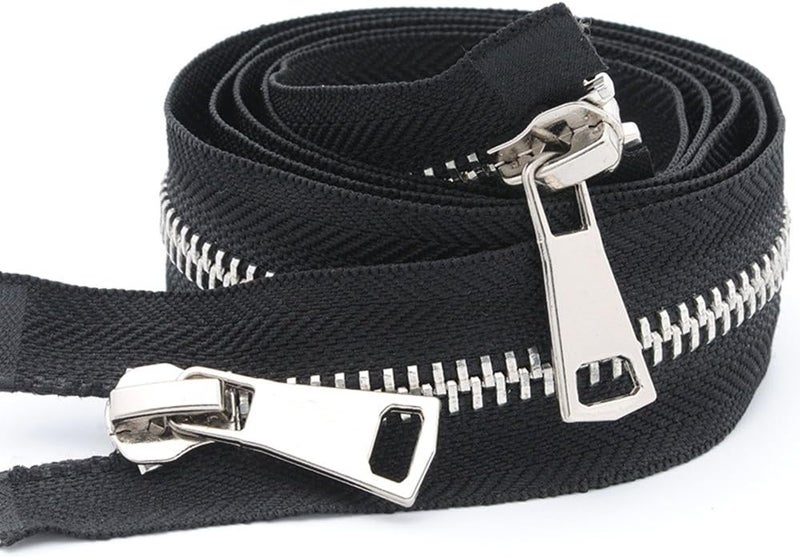 YaHoGa #5 26 Inch 65cm Two Way Separating Jacket Zipper Silver Metal Zippers for Jackets Coats Sewing Crafts (26" TW Silver) - Image 2